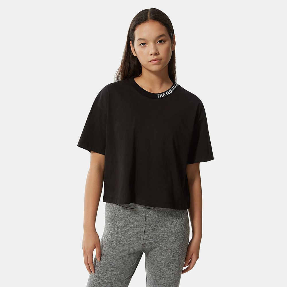 The North Face T-Shirts Womens Australia - The North Face Crop Zumu Short-Sleeve Black (HYB-674138)